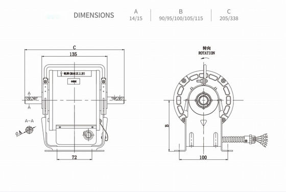 van de de Ventilatormotor 30w 120w 350w van 110v 230v de Centrale AC Enige Fase voor het Standaardgordijn van de de Industrielucht